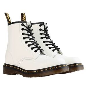 DR. MARTENS 1460 (11821) SMOOTH LEATHER LACE UP BOOTS WHITE SIZE Women's Sz 8